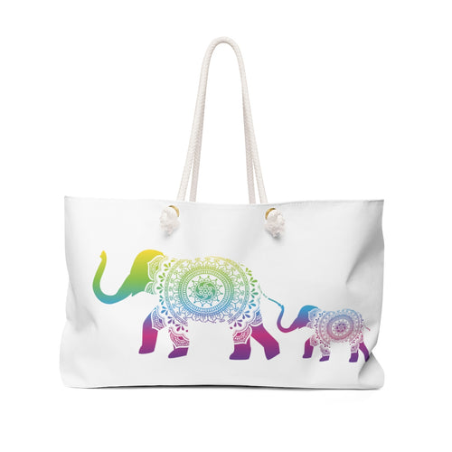 Weekender/Yoga/Beach Bag - Mama and Baby Elephant