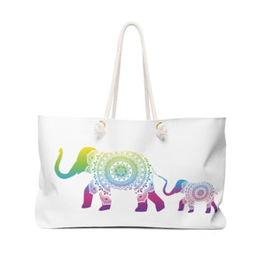 Weekender/Yoga/Beach Bag - Mama and Baby Elephant